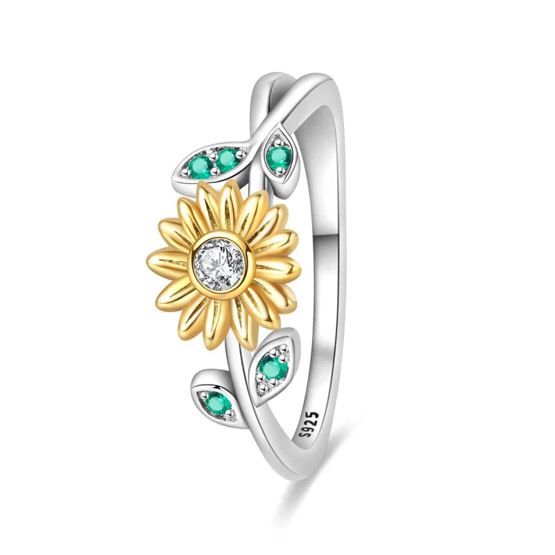 Original Hope Rainbow Flower Ring s925 Silver Jewelry DIY Exquisite Fashion