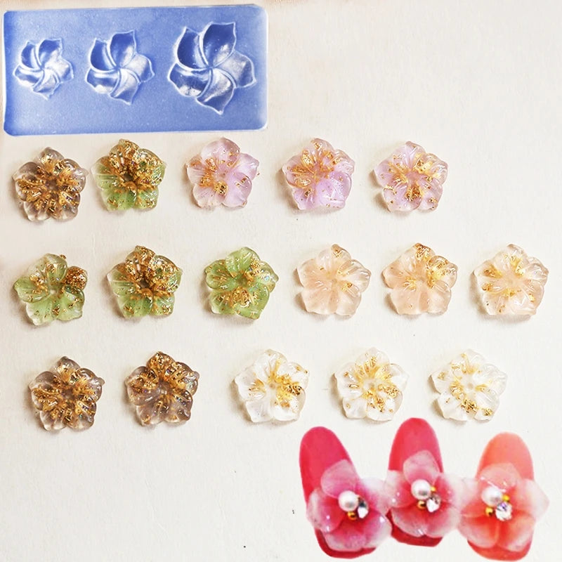 3D Nail Art Mold UV Epoxy Resin Glue Petal Flower Silicone Mold Three-Dimensional Flower Decorative Diamond Sticker Nail Jewelry