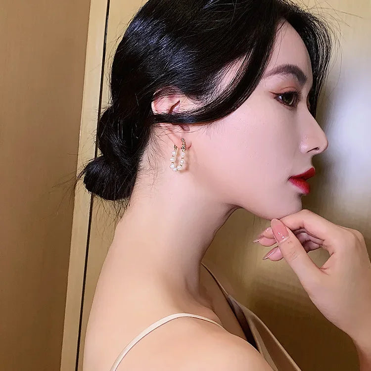 Real 925 Sterling Silver Sweet Korean Natural Baroque Pearl Charming Stud Earrings for Women Wedding Engagement Jewelry piercing