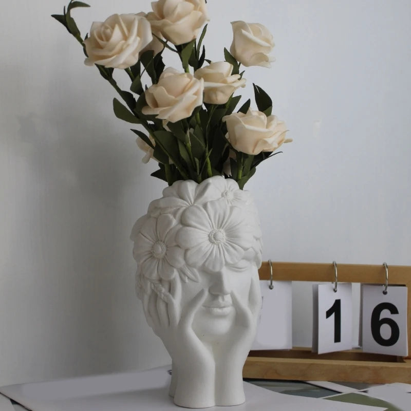 Flower Girl Vase Molds Unique Flowerpots Silicone Mould for Making Planter Flower Arrangement Resin Molds Home Decors