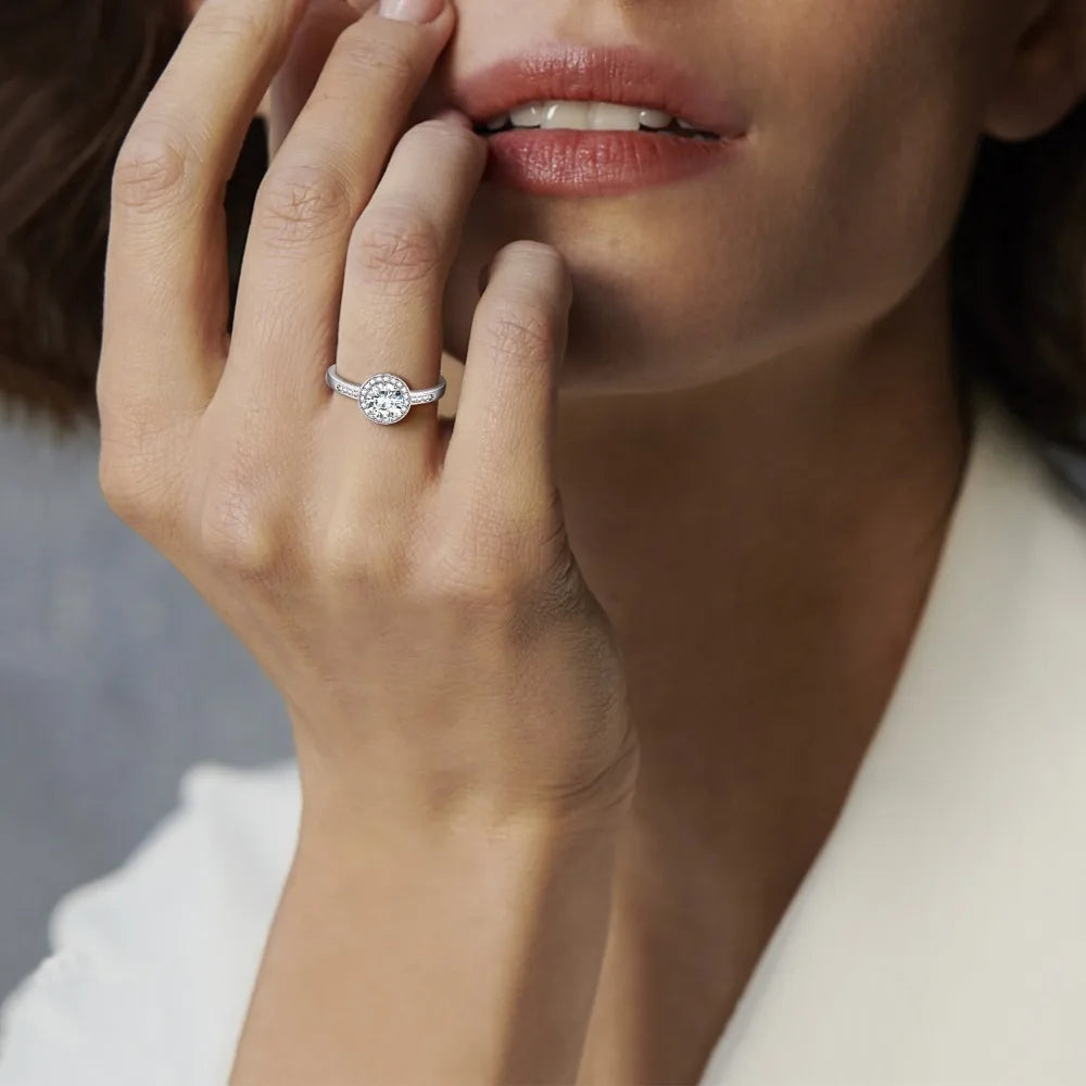 U7 925 Sterling Silver Wedding Rings for Woman Size 5 -12 Black White Crystal CZ Anniversary Dainty Jewelry Gift for Wife