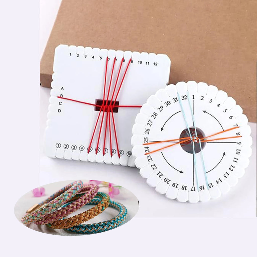 Round Square Knitting Kumihimo Beading Cord Disc Braiding Disk Tray Braided Plate Positioning Pin DIY Bracelet Weaving Board