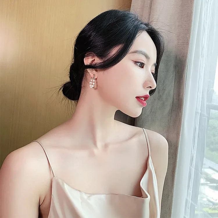 Real 925 Sterling Silver Sweet Korean Natural Baroque Pearl Charming Stud Earrings for Women Wedding Engagement Jewelry piercing