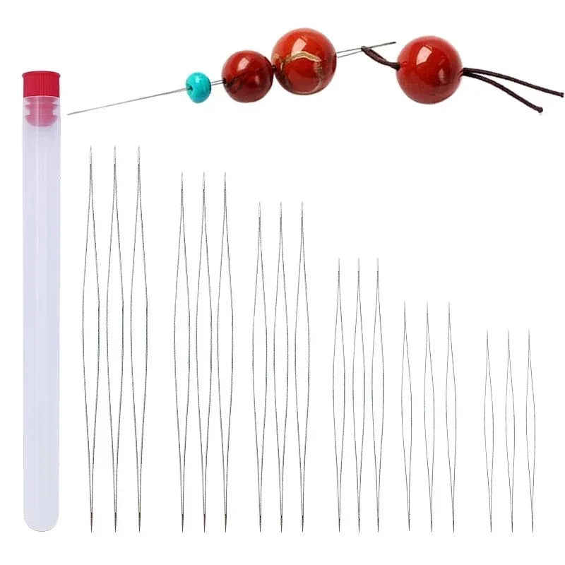 5/50Pcs Beading Needles Pins Set with Central Opening Curved Steel Needles for Bead Straight Beaded Needle Sewing Accessories
