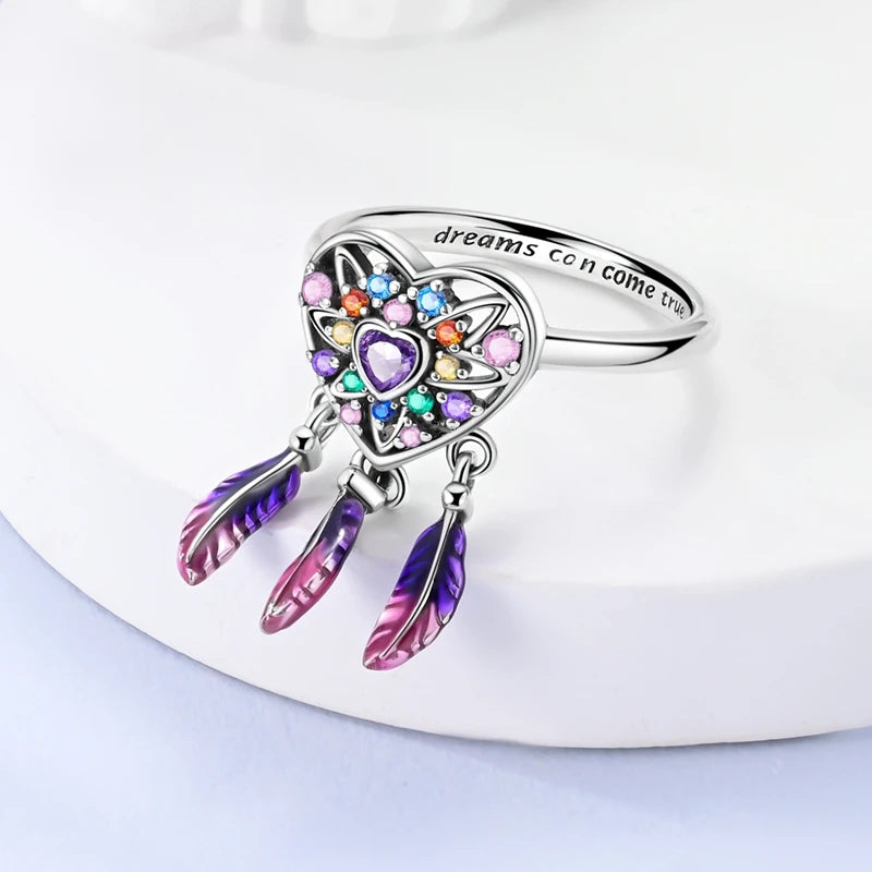 Original Hope Rainbow Flower Ring s925 Silver Jewelry DIY Exquisite Fashion