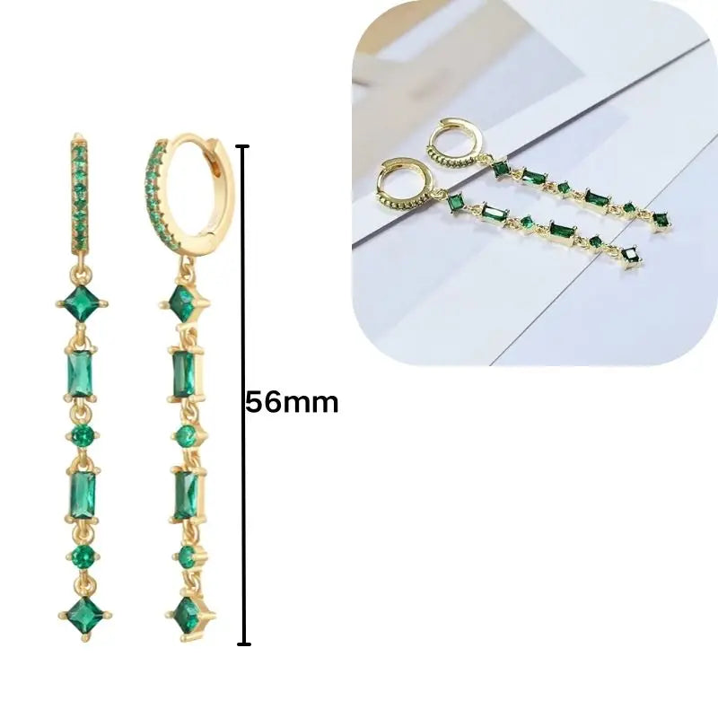 925 Sterling Silver Needle Luxury Green Series Small Hoop Earrings for Women 24K Gold Earrings Trend Jewelry Ear Accessories