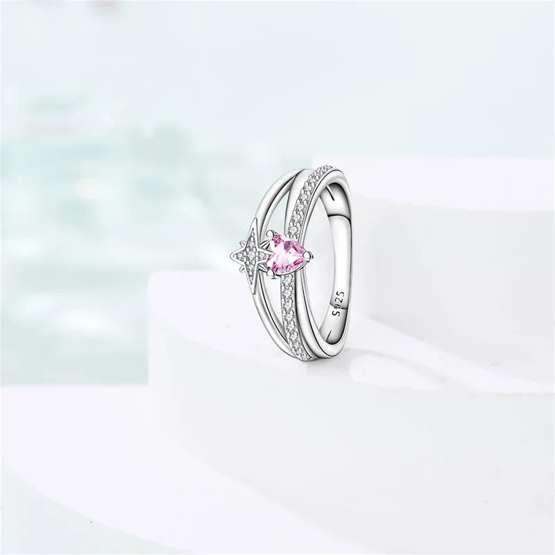 Original Hope Rainbow Flower Ring s925 Silver Jewelry DIY Exquisite Fashion