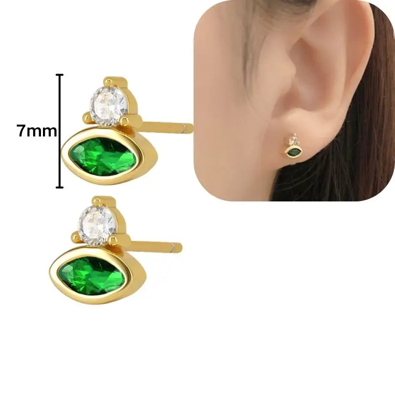 925 Sterling Silver Needle Luxury Green Series Small Hoop Earrings for Women 24K Gold Earrings Trend Jewelry Ear Accessories