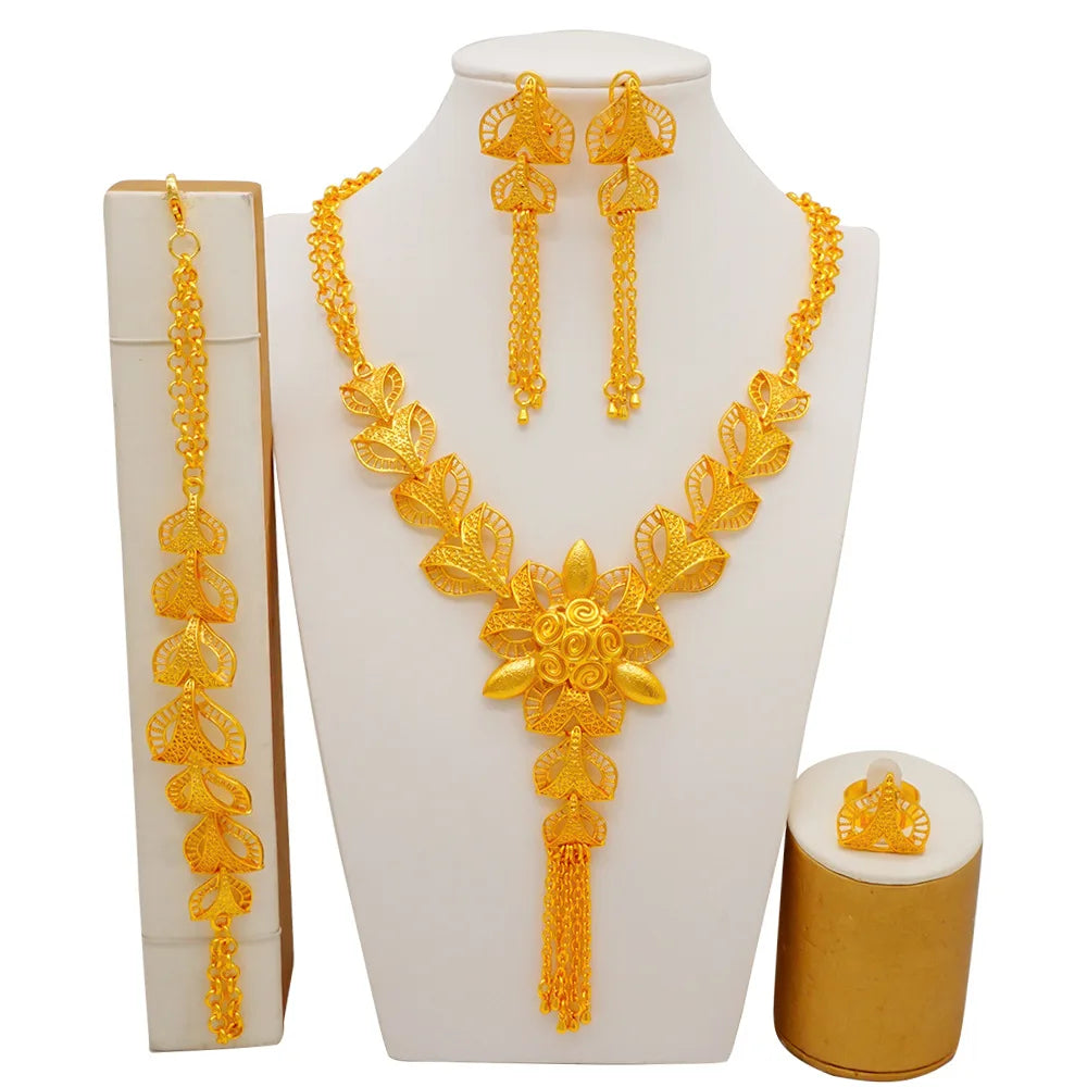 Exquisite 24K Gold Jewelry Set for Women, AU999 Authentic Gold Quality