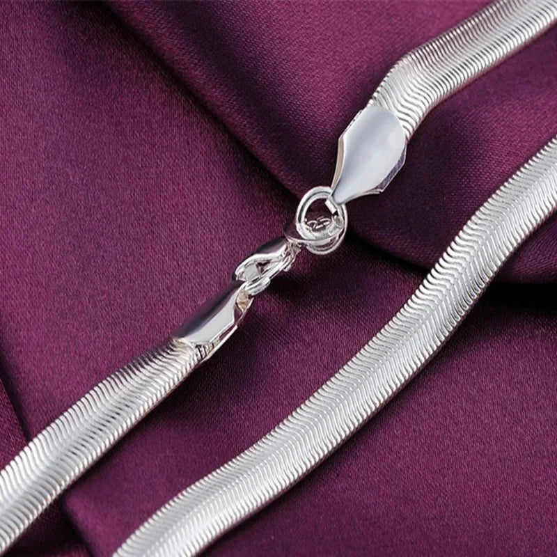 New 925 Sterling Silver 16/18/20/22/24 Inch 6mm Flat Snake Chain Necklace For Woman Fashion Wedding Party Charm Jewelry Gifts
