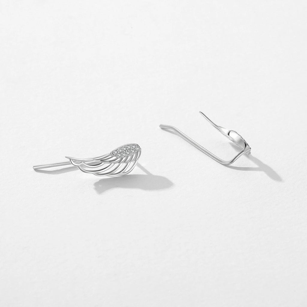 MODIAN Real 925 Sterling Silver Angel Wings Simple Stud Earrings Trendy Earrings For Women Birthday Anniversary Jewelry Gift