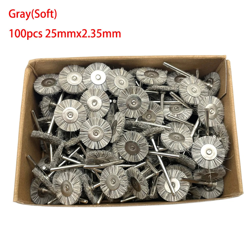 19/22/25mm Polishing Brushes Soft Hard Abrasive Buffing Grinding Wheel 2.35mm Shank Dremel Accessories for Jewelry Rotary Tools