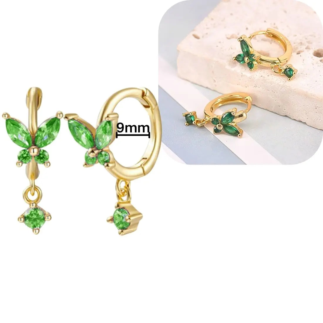 925 Sterling Silver Needle Luxury Green Series Small Hoop Earrings for Women 24K Gold Earrings Trend Jewelry Ear Accessories