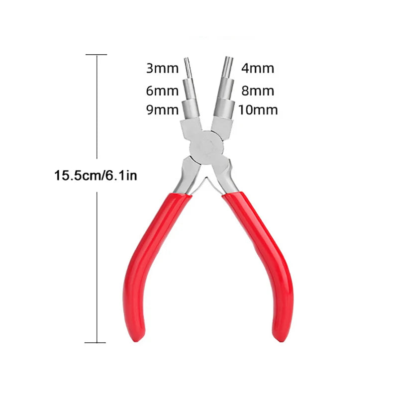 1Pcs 6-in-1 Iron Wire Looping Jewelry Pliers Bail-Making Pliers With Grip Handle For DIY Ring Making Loops And Jump Rings Tools