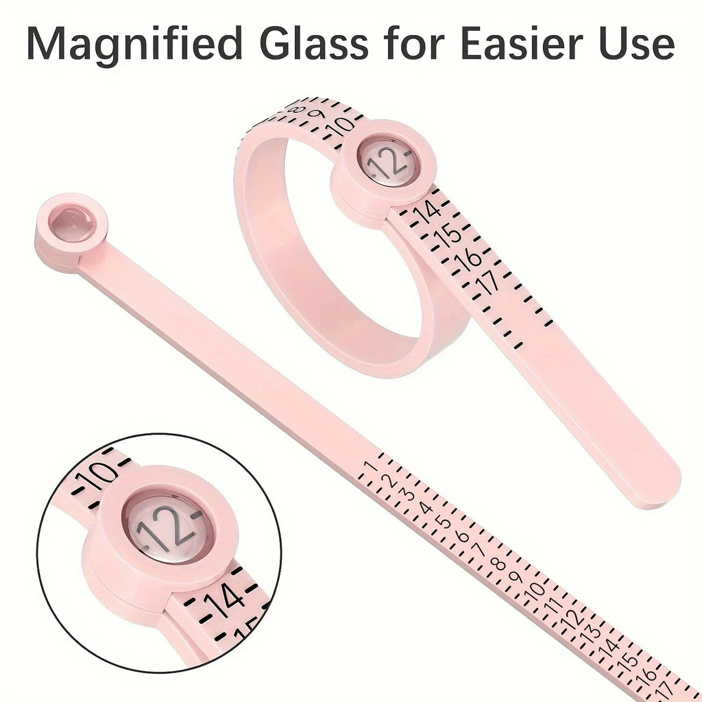 Plastic UK US EU HK Ring Sizer with Magnifier Ring Ruler Measurer Finger Gauge Ring Sizing Tool  Jewellery Measuring Tool