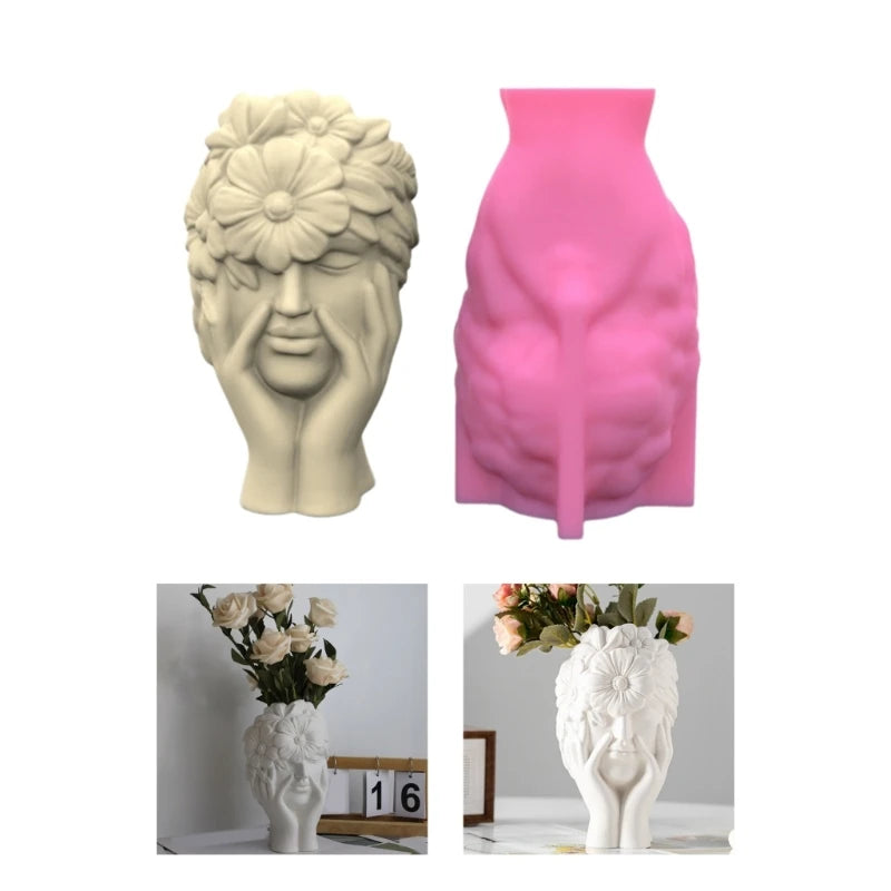 Flower Girl Vase Molds Unique Flowerpots Silicone Mould for Making Planter Flower Arrangement Resin Molds Home Decors