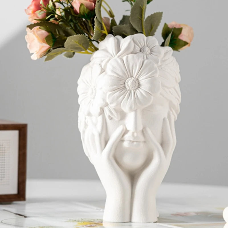 Flower Girl Vase Molds Unique Flowerpots Silicone Mould for Making Planter Flower Arrangement Resin Molds Home Decors