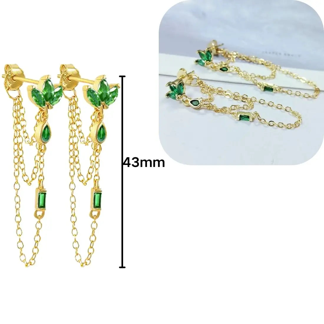 925 Sterling Silver Needle Luxury Green Series Small Hoop Earrings for Women 24K Gold Earrings Trend Jewelry Ear Accessories