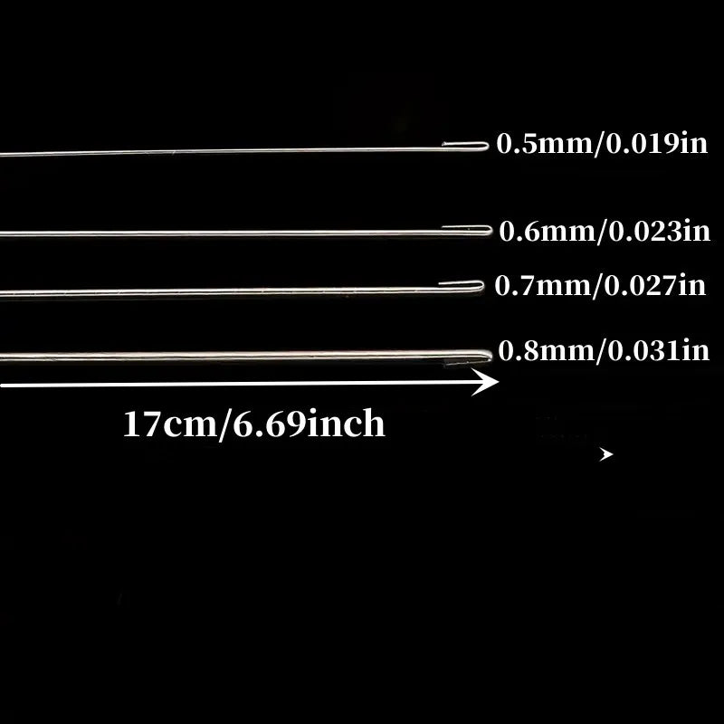 1/3/5pcs Beaded Needles With Steel Needles, Long And Thin Beaded Leads, Side Threaded Hooks And Beads For DIY Handmade Jewelry