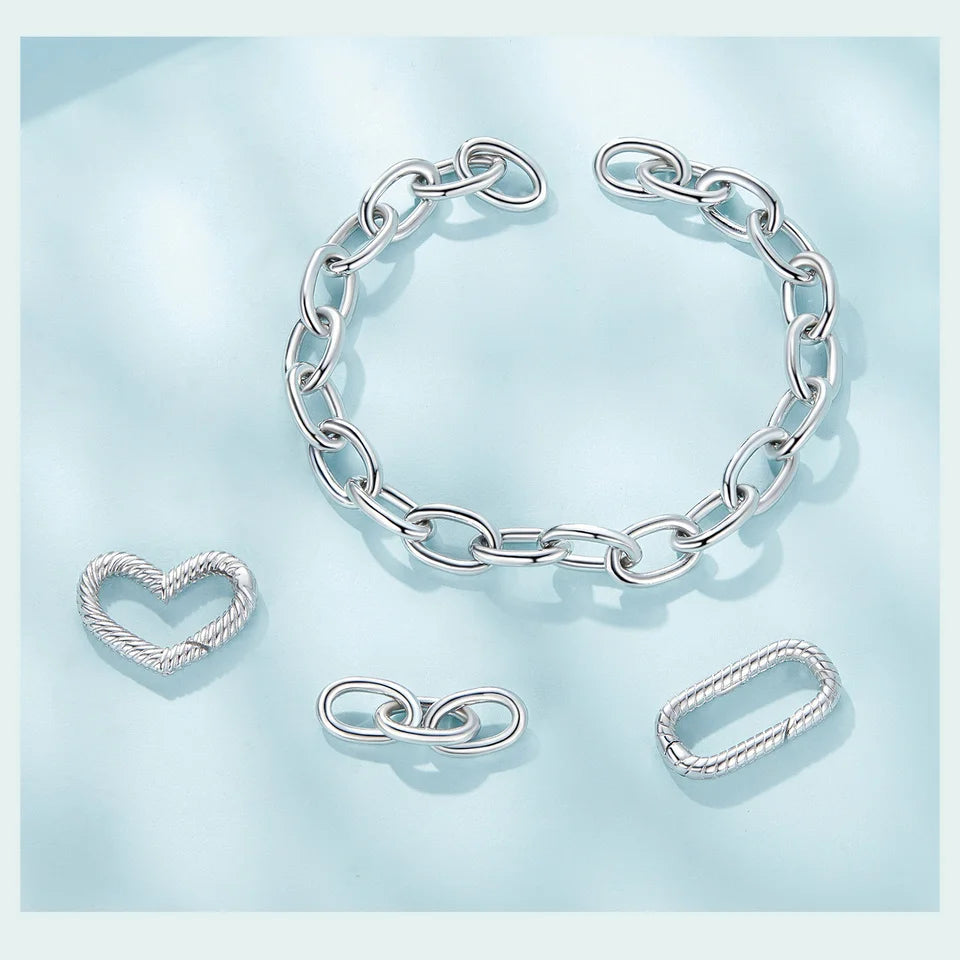 WOSTU 925 Sterling Silver Trendy Multifunctional DIY Bracelet Bangles for Women Wedding Dating Gift Fine Jewelry Fit Small charm