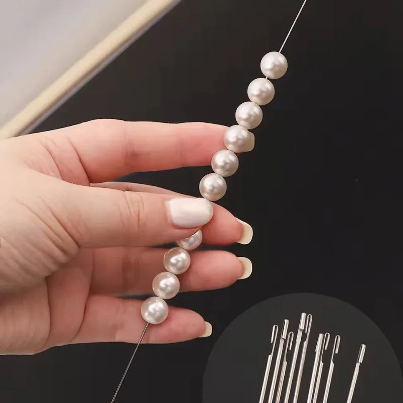 1/3/5pcs Beaded Needles With Steel Needles, Long And Thin Beaded Leads, Side Threaded Hooks And Beads For DIY Handmade Jewelry