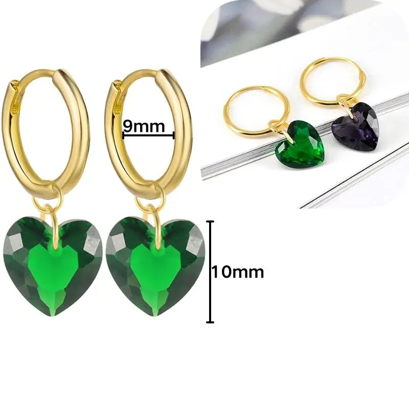 925 Sterling Silver Needle Luxury Green Series Small Hoop Earrings for Women 24K Gold Earrings Trend Jewelry Ear Accessories