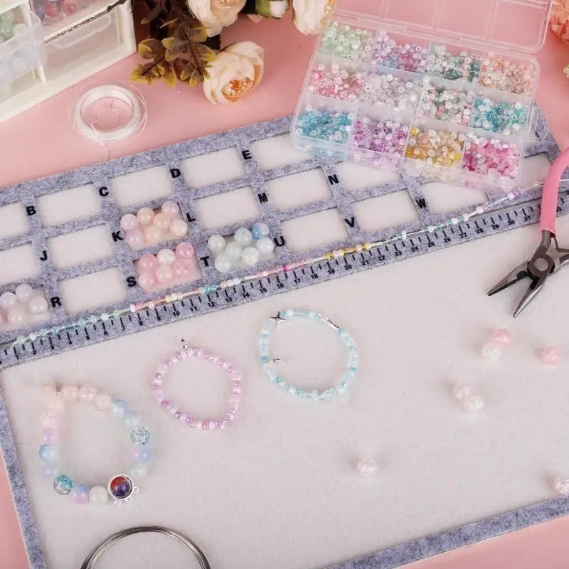 Nonslip Beading Mat Beads Design Tray For Jewelry Making With Felt Surfaces And Measurement Markings H8WF