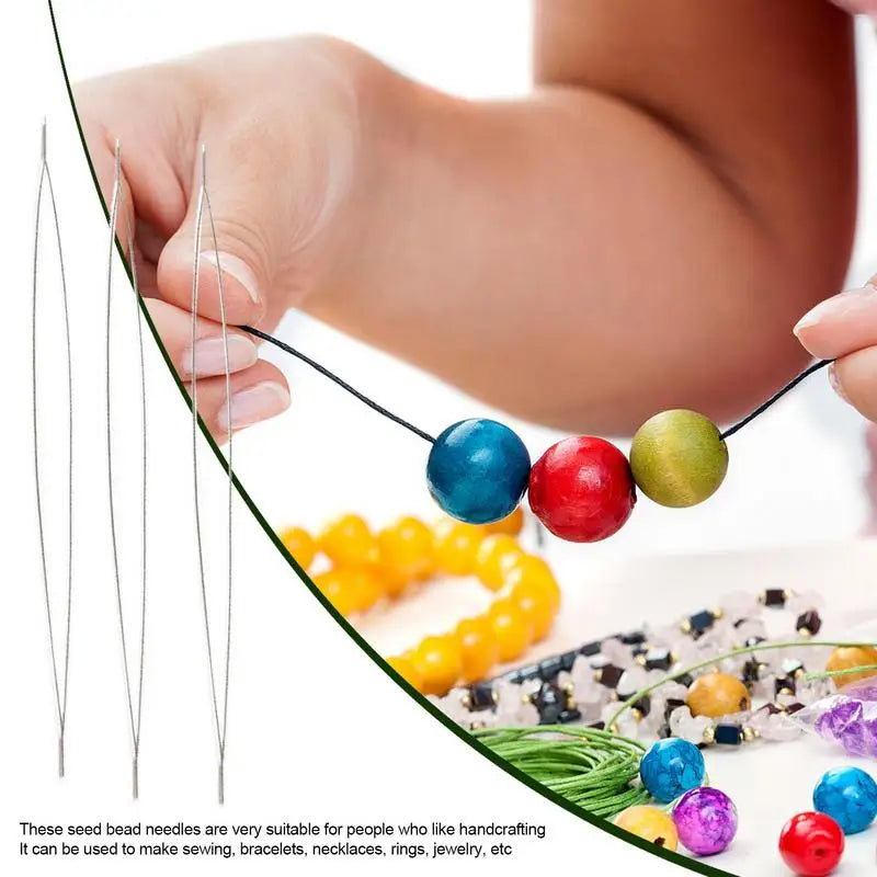 1PC Open Big Eye Beading Needles Bead Necklace Bracelet Tools Stainless Steel Self Threading Needle Pins For Jewelry Supplies