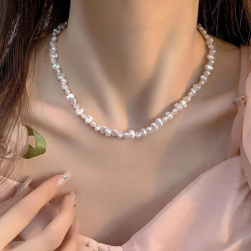 Trend Elegant Jewelry Wedding Big Pearl Pendant Chain Necklace For Women Fashion White Imitation Pearl Choker Necklace