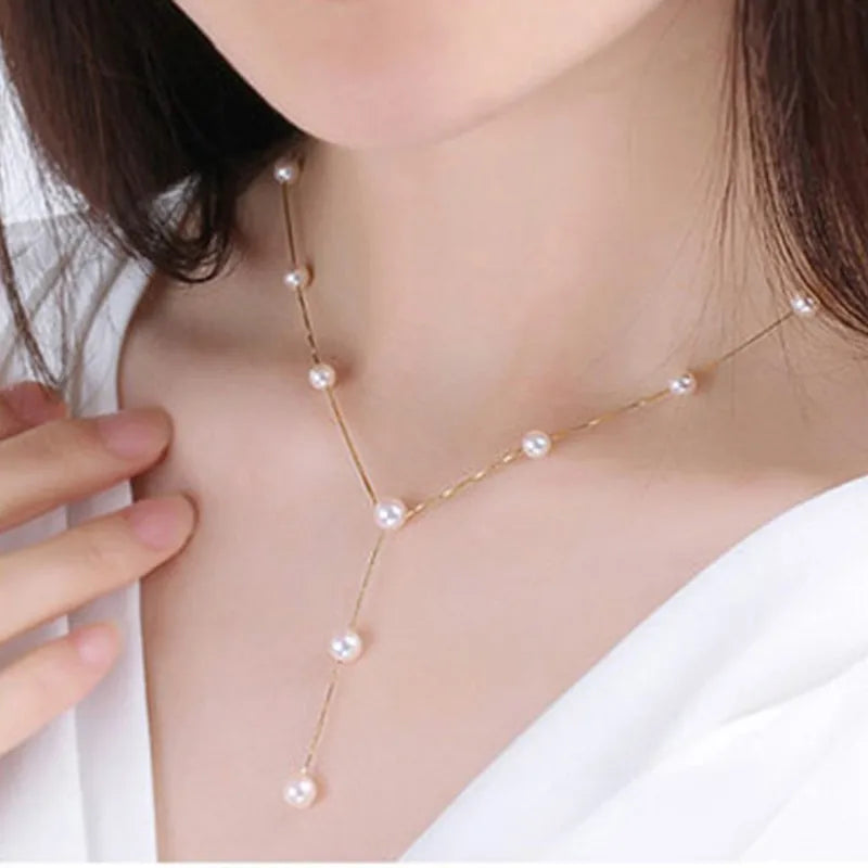 Charming White Pearl Necklace Bracelet Earring Jewelry Set Women Bridal Wedding Elegant Accessories