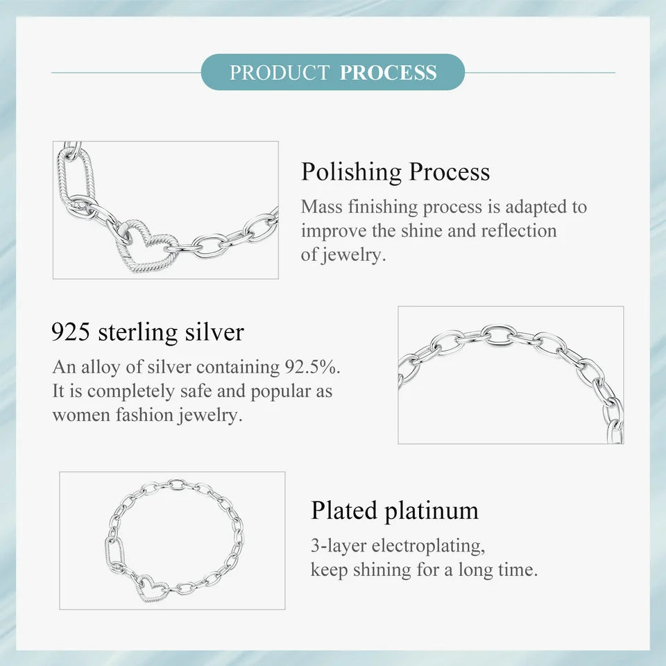 WOSTU 925 Sterling Silver Trendy Multifunctional DIY Bracelet Bangles for Women Wedding Dating Gift Fine Jewelry Fit Small charm
