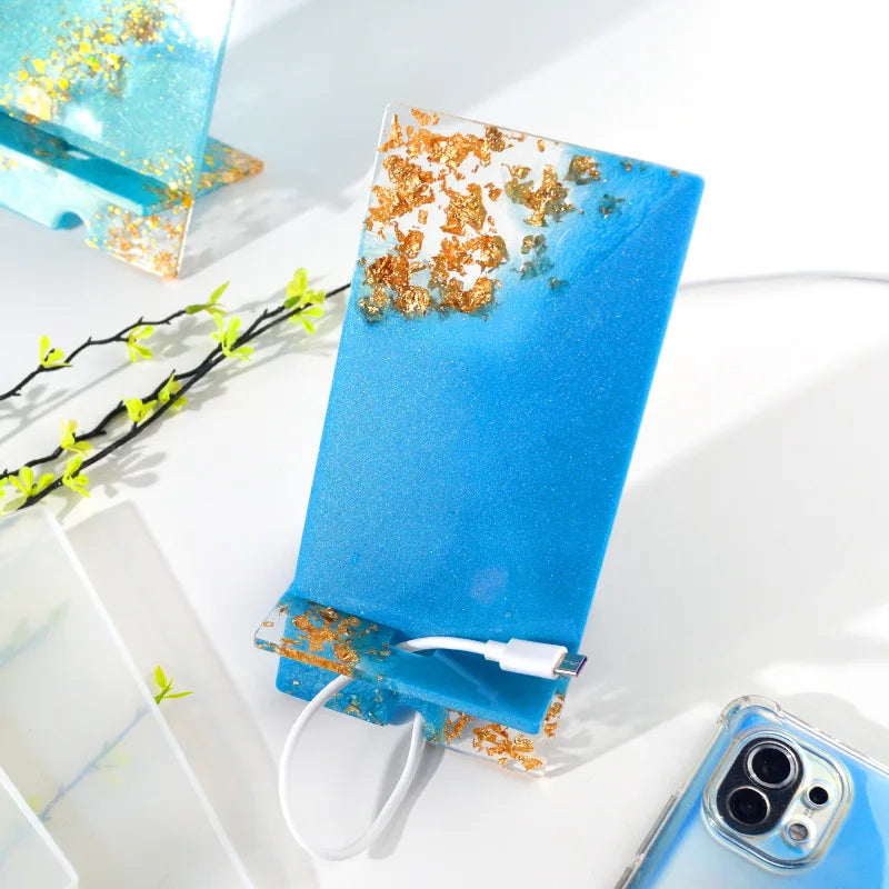 DIY Mobile Phone Holder Mirror Silicone Mold Creative Desktop Phone Stand Tablet Bracket Epoxy Resin Molds Home Office Tools