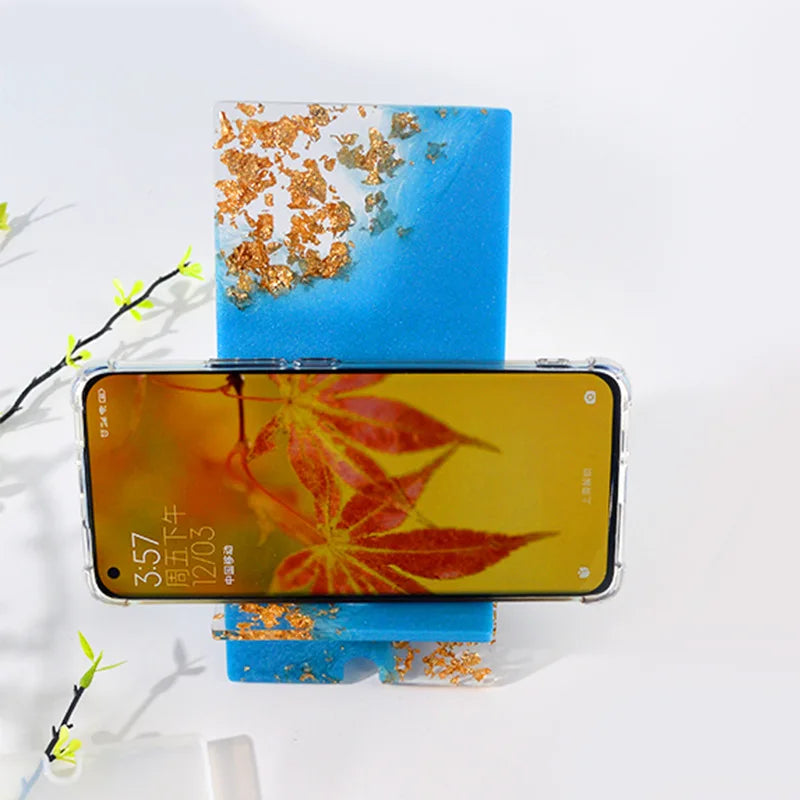 DIY Mobile Phone Holder Mirror Silicone Mold Creative Desktop Phone Stand Tablet Bracket Epoxy Resin Molds Home Office Tools