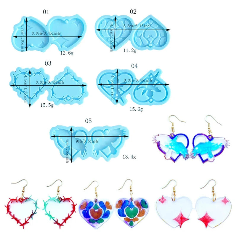 Valentine's Day Earrings Epoxy Resin Mold Eardrop Danglers Silicone Mould DIY Crafts Jewelry Pendants Casting Tools