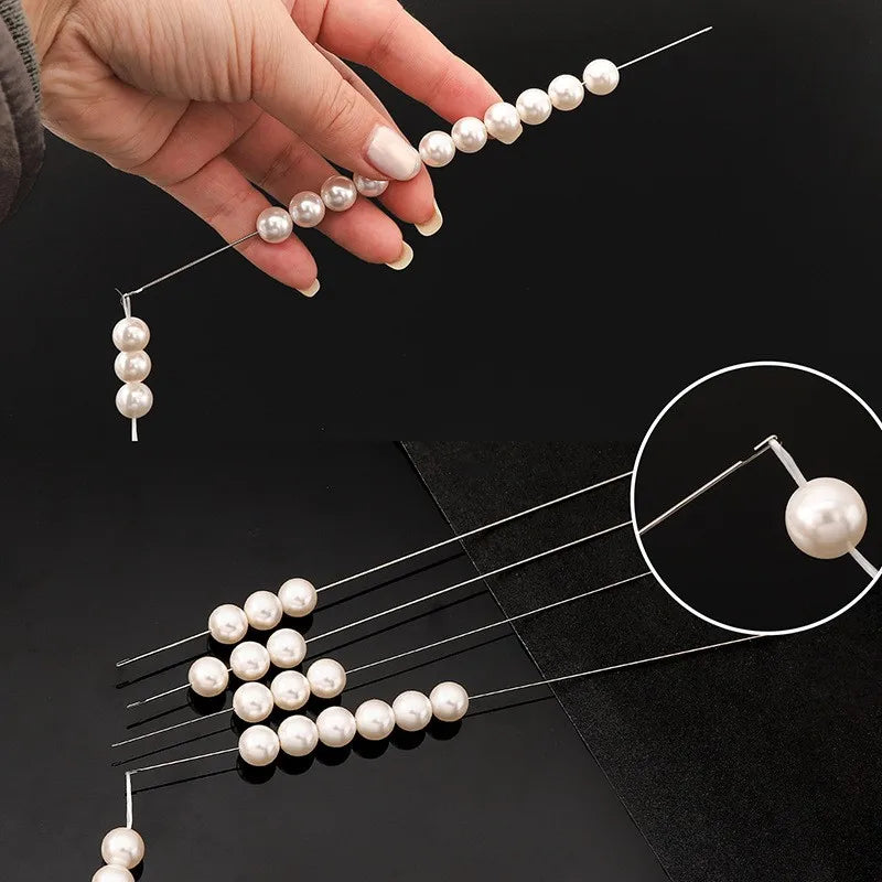 1/3/5pcs Beaded Needles With Steel Needles, Long And Thin Beaded Leads, Side Threaded Hooks And Beads For DIY Handmade Jewelry