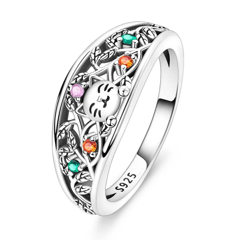 Original Hope Rainbow Flower Ring s925 Silver Jewelry DIY Exquisite Fashion