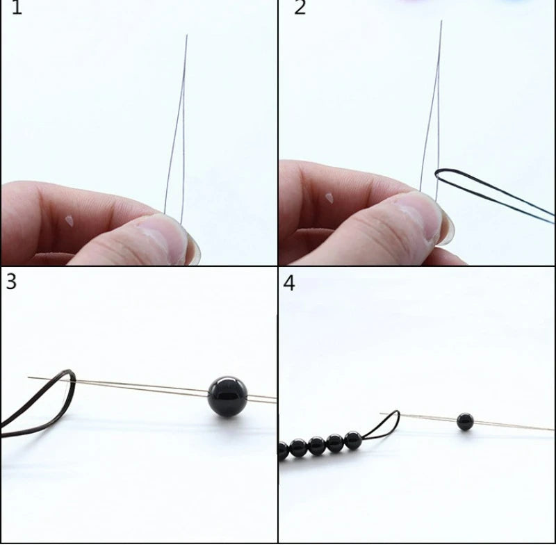 5/50Pcs Beading Needles Pins Set with Central Opening Curved Steel Needles for Bead Straight Beaded Needle Sewing Accessories