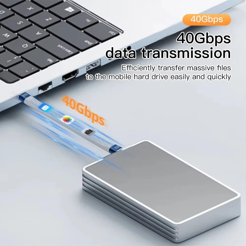 USB C to USB C 240W Short Cable Fast Charging Type-C Cord 40Gbps Data Transfer 8K Flat Slim FPC Data Charge Extension Cable ﻿