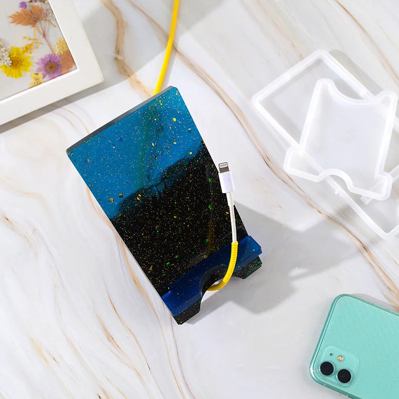 DIY Mobile Phone Holder Mirror Silicone Mold Creative Desktop Phone Stand Tablet Bracket Epoxy Resin Molds Home Office Tools
