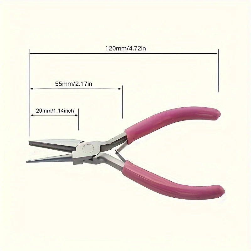 Pink Handle 5-Inch Precision Round Concave Pliers - for Metal Wire Looping & Bending - DIY Jewelry Making Hobby Tool