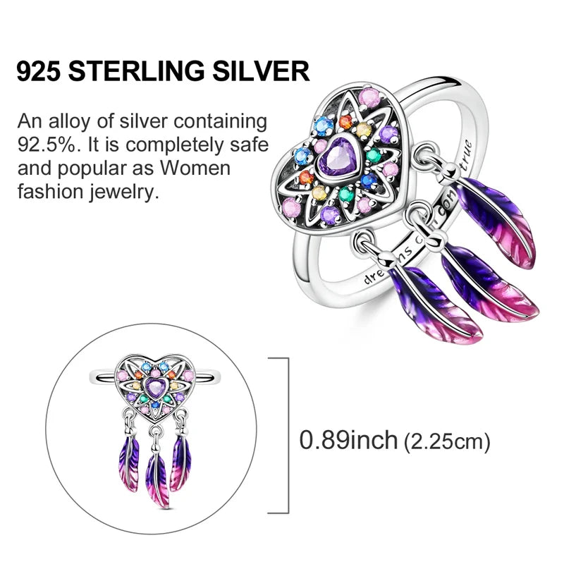 Original Hope Rainbow Flower Ring s925 Silver Jewelry DIY Exquisite Fashion