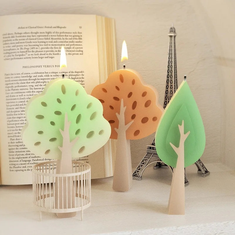 DIY Tree Candle Silicone Mold Gypsum Aromatherapy Leaf Candle Holder Desktop Display Resin Epoxy Mold Home Decoration Storage