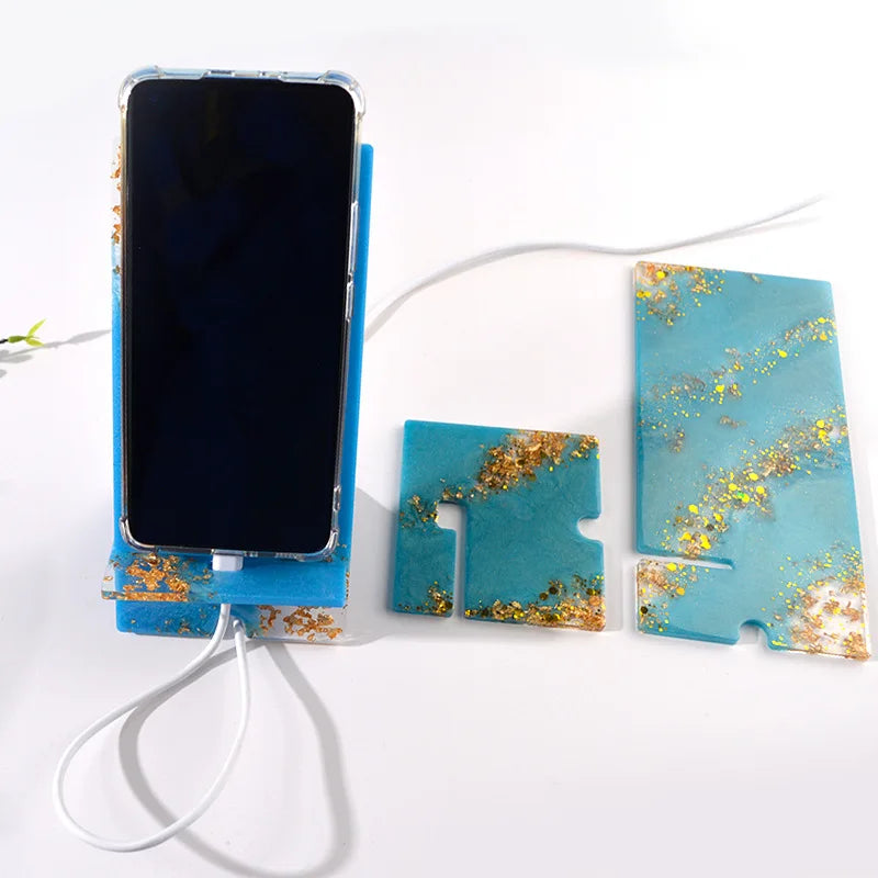 DIY Mobile Phone Holder Mirror Silicone Mold Creative Desktop Phone Stand Tablet Bracket Epoxy Resin Molds Home Office Tools