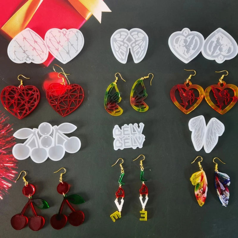Valentine's Day Earrings Epoxy Resin Mold Eardrop Danglers Silicone Mould DIY Crafts Jewelry Pendants Casting Tools