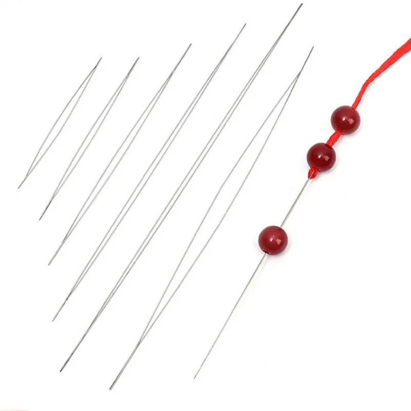 5/50Pcs Beading Needles Pins Set with Central Opening Curved Steel Needles for Bead Straight Beaded Needle Sewing Accessories