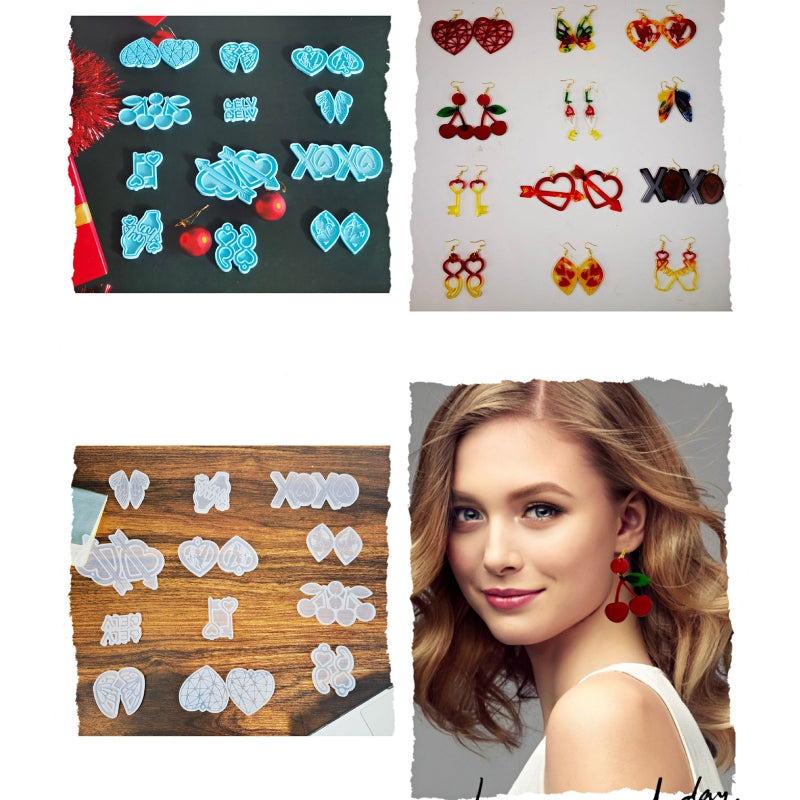 Valentine's Day Earrings Epoxy Resin Mold Eardrop Danglers Silicone Mould DIY Crafts Jewelry Pendants Casting Tools