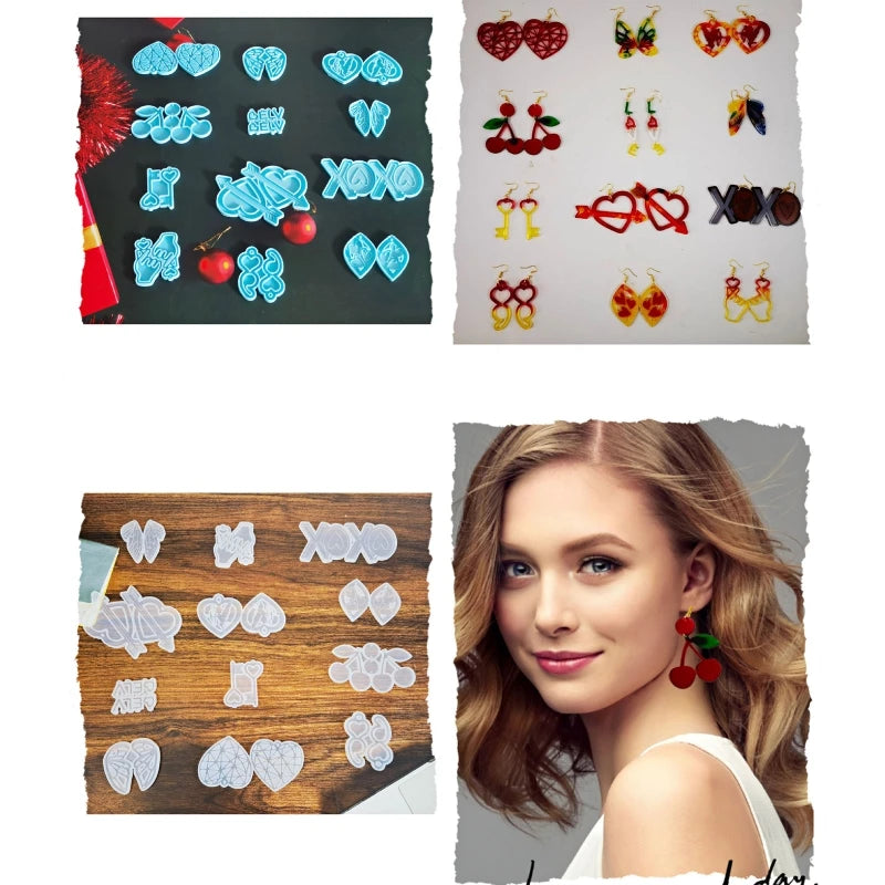 Valentine's Day Earrings Epoxy Resin Mold Eardrop Danglers Silicone Mould DIY Crafts Jewelry Pendants Casting Tools