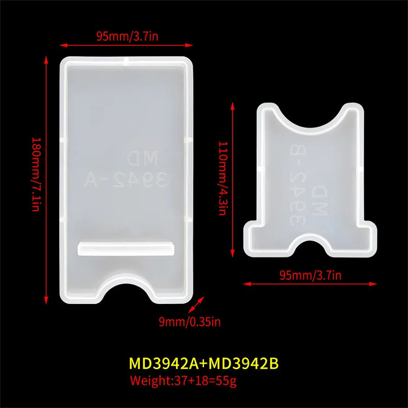 DIY Mobile Phone Holder Mirror Silicone Mold Creative Desktop Phone Stand Tablet Bracket Epoxy Resin Molds Home Office Tools
