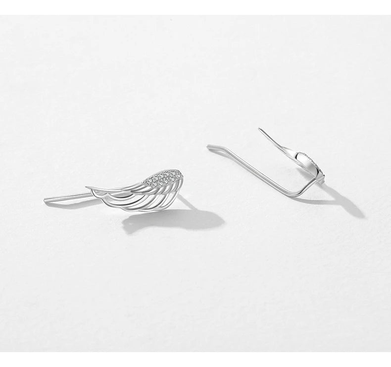 MODIAN Real 925 Sterling Silver Angel Wings Simple Stud Earrings Trendy Earrings For Women Birthday Anniversary Jewelry Gift