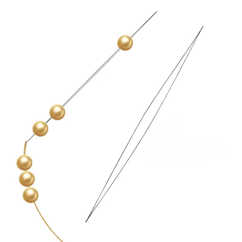 5/50Pcs Beading Needles Pins Set with Central Opening Curved Steel Needles for Bead Straight Beaded Needle Sewing Accessories